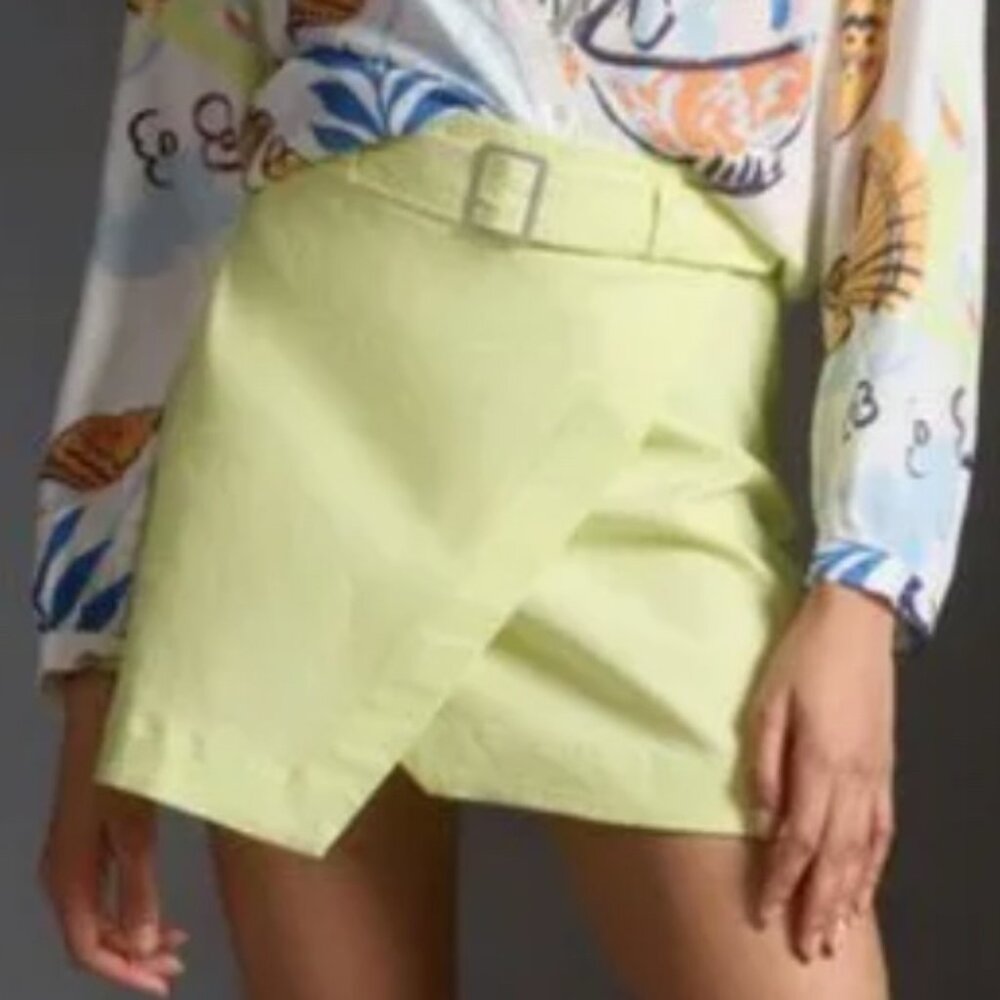 Anthropologie Maeve Lime Mini Skirt